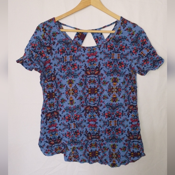Tops - Copper Key Floral Fairycore Cottagecore Blue Women's Blouse  Top XL